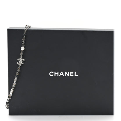 Chanel Pearl Crystal Bead CC Long Necklace Black 5 of 5