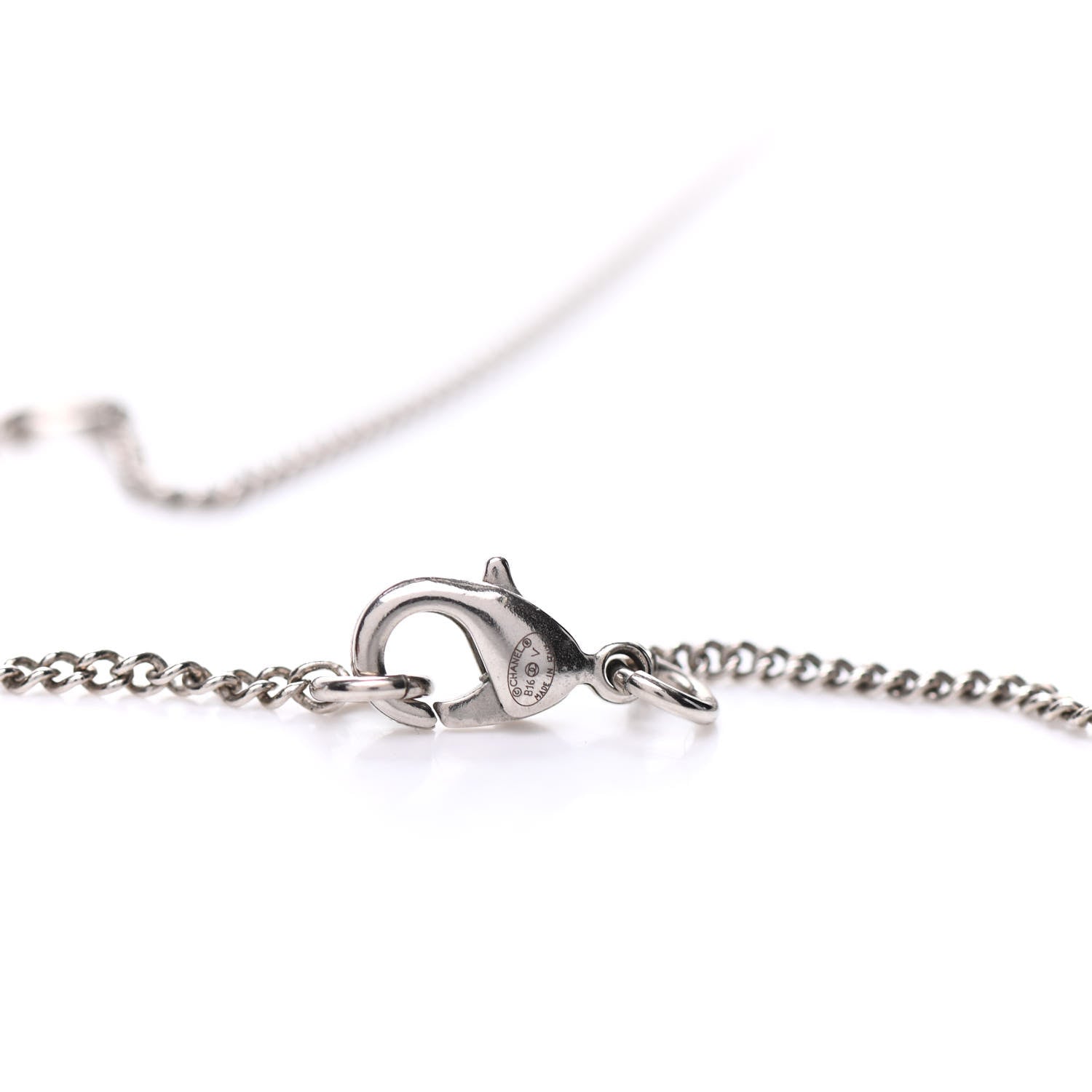 Chanel Crystal CC Flower Pendant Necklace Silver 5 of 6