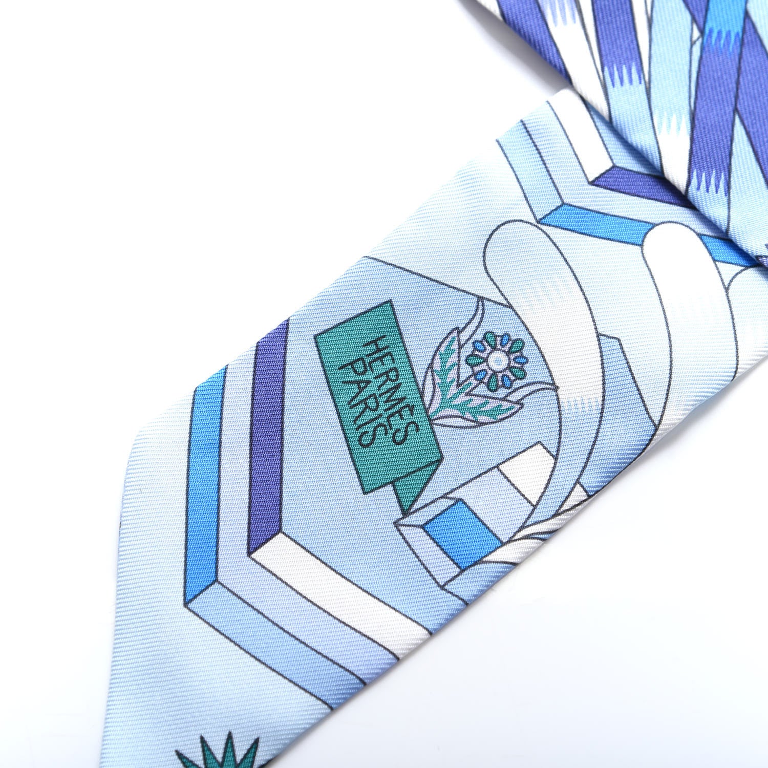 Hermes Silk La Source de Pegase Twilly Ciel Bleu Royal White 3 of 3