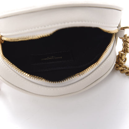 Saint Laurent Grain De Poudre Matelasse Chevron Quilted Round Vinyle Camera Bag Crema Soft 5 of 10