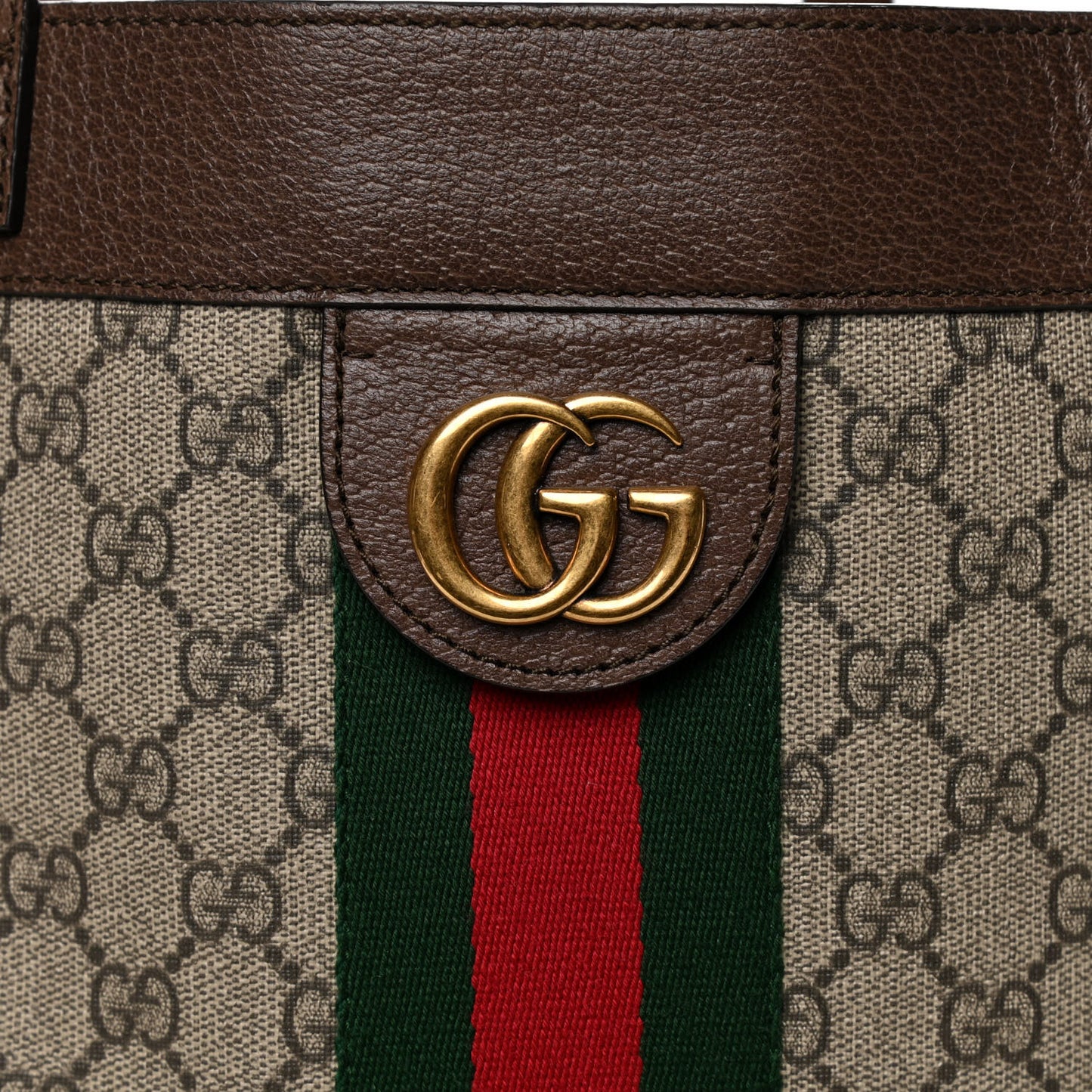GG Supreme Monogram Web Ophidia Tote Brown