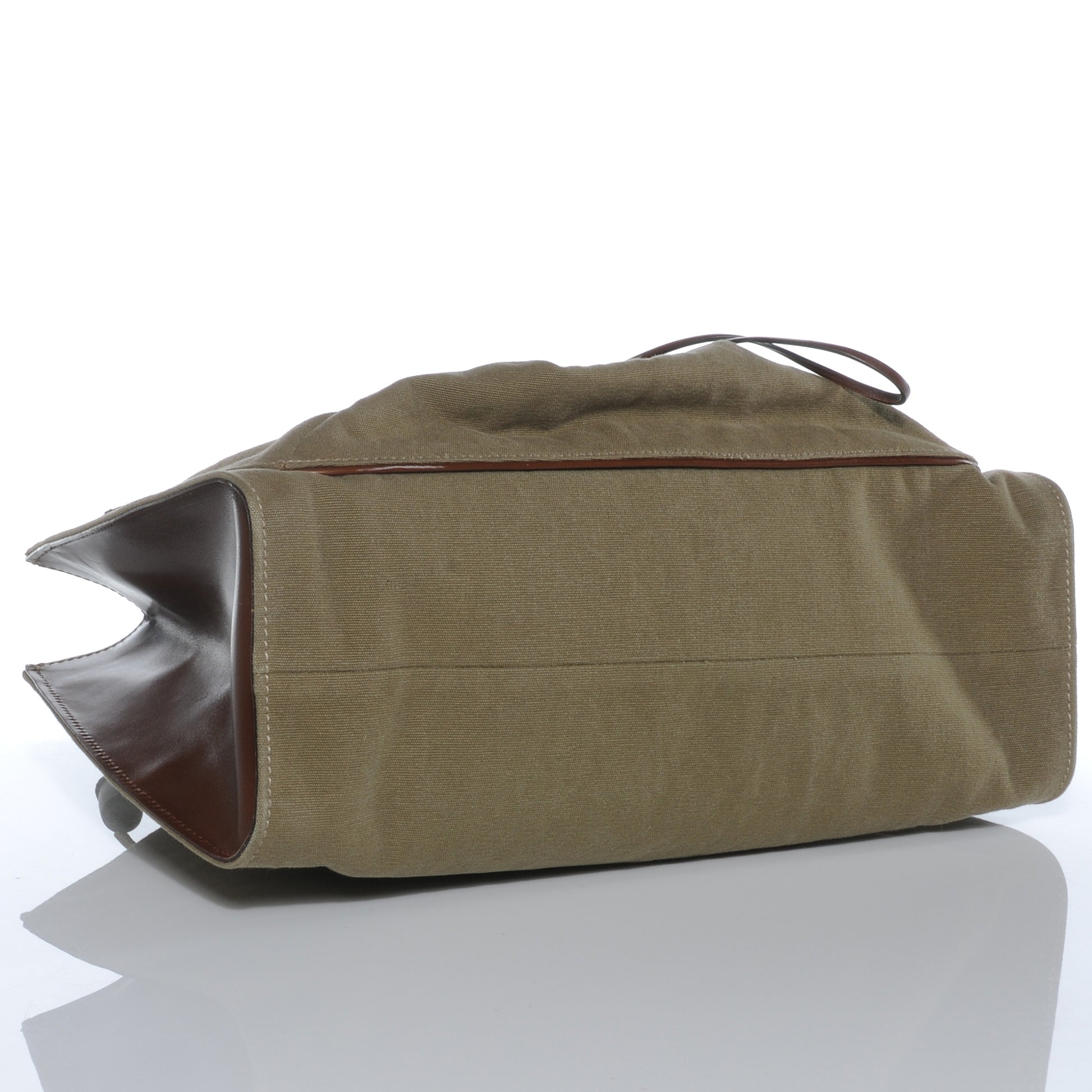 Gucci Canvas Bamboo Handle Drawstring Bag Olive 4 of 7