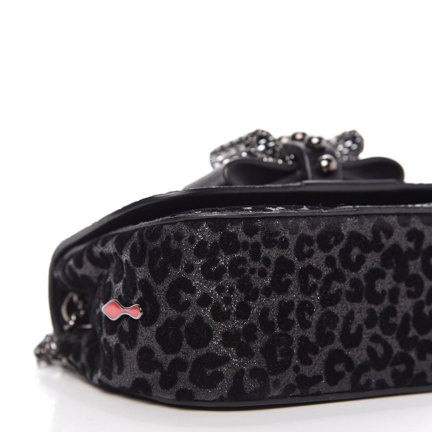 Floque Patent Glitter Leo Sweet Charity Crossbody Bag Black