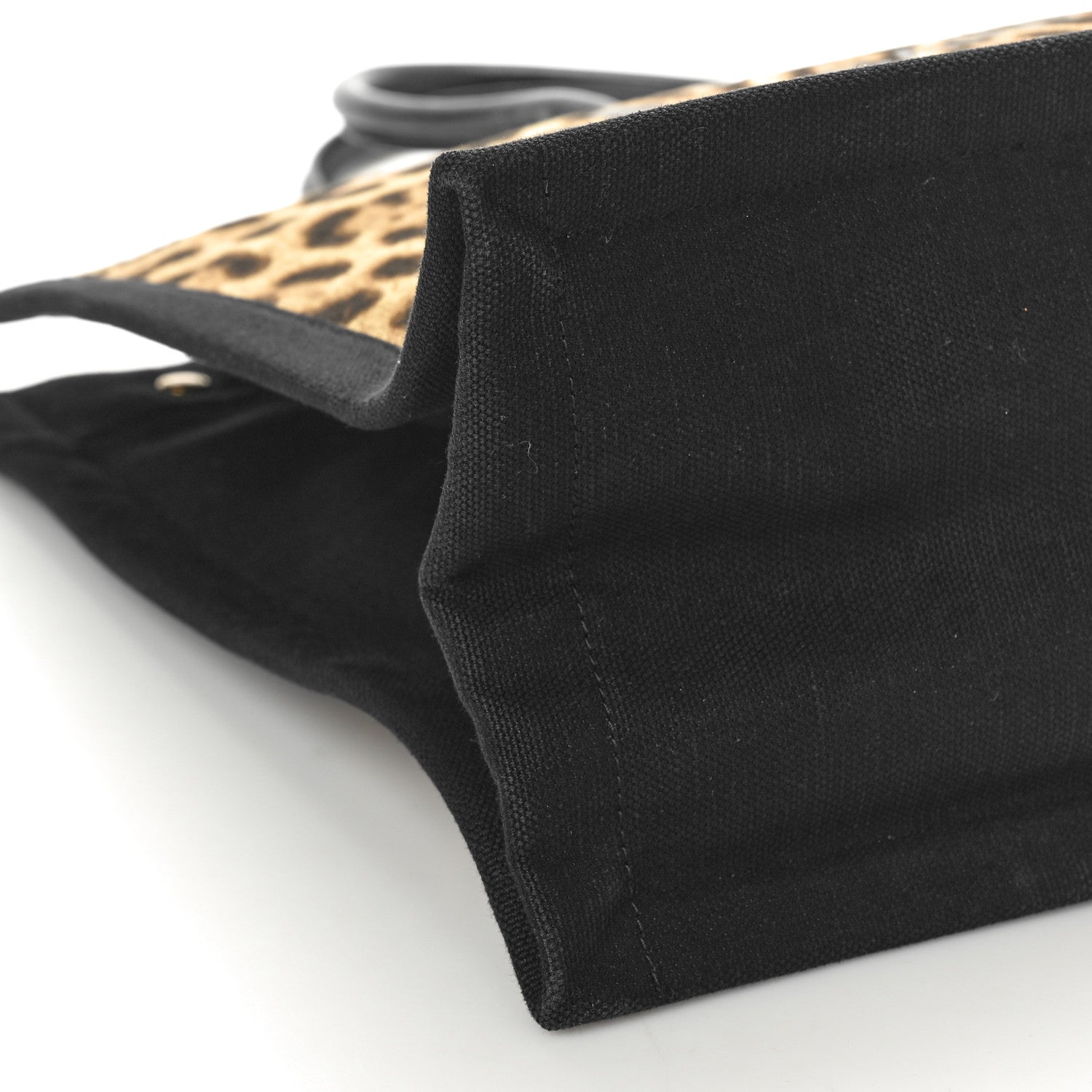 Saint Laurent Canvas Calfskin Leopard Print Rive Gauche Noe Tote Natural Black 9 of 12