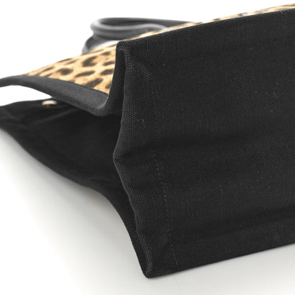 Saint Laurent Canvas Calfskin Leopard Print Rive Gauche Noe Tote Natural Black 9 of 12