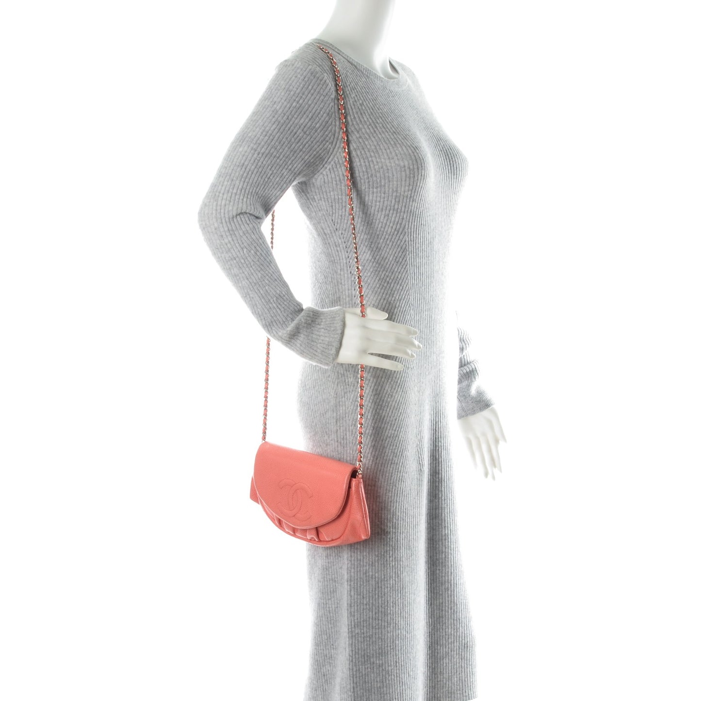 Caviar Half Moon Wallet On Chain WOC Coral