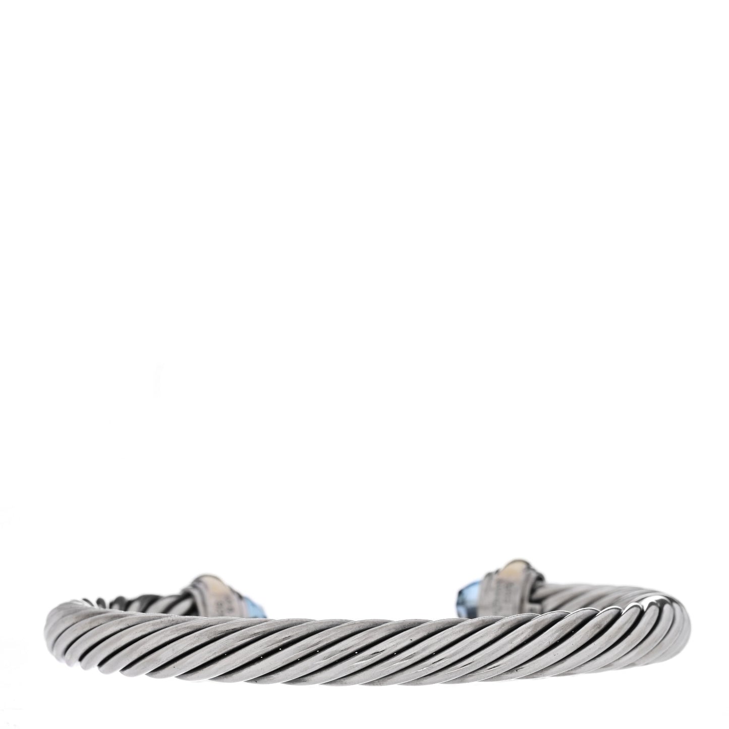 Sterling Silver 14K Yellow Gold Blue Topaz 7mm Cable Classics Bracelet