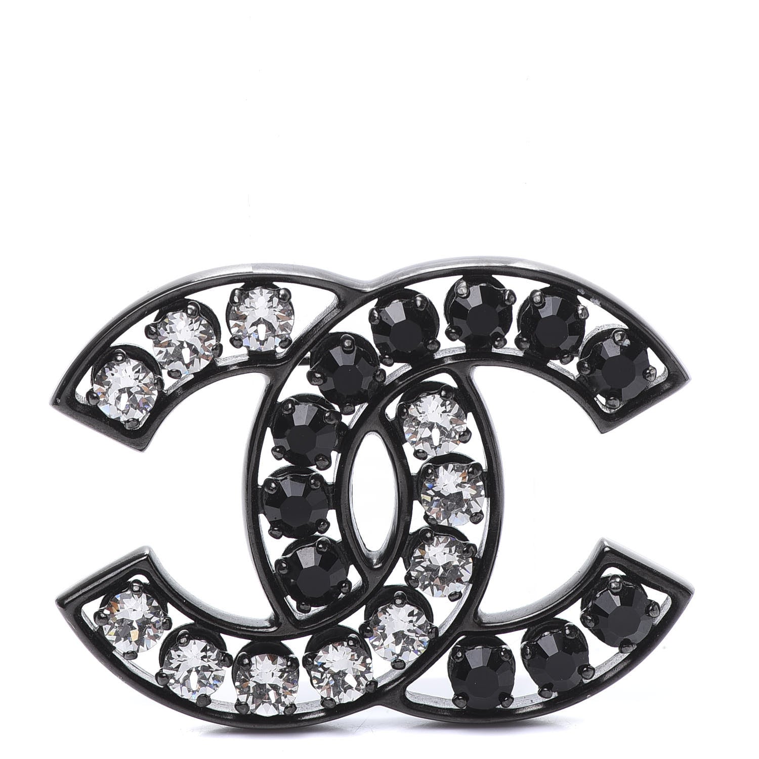 Chanel Ruthenium Crystal CC Brooch Black 1 of 4