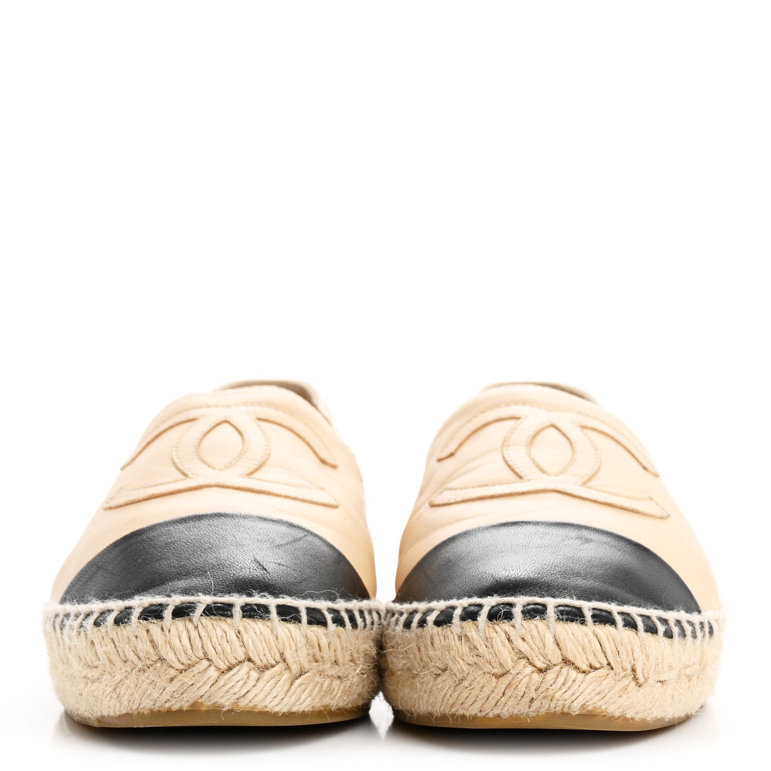 Chanel Lambskin CC Espadrilles 36 Beige Black 3 of 12