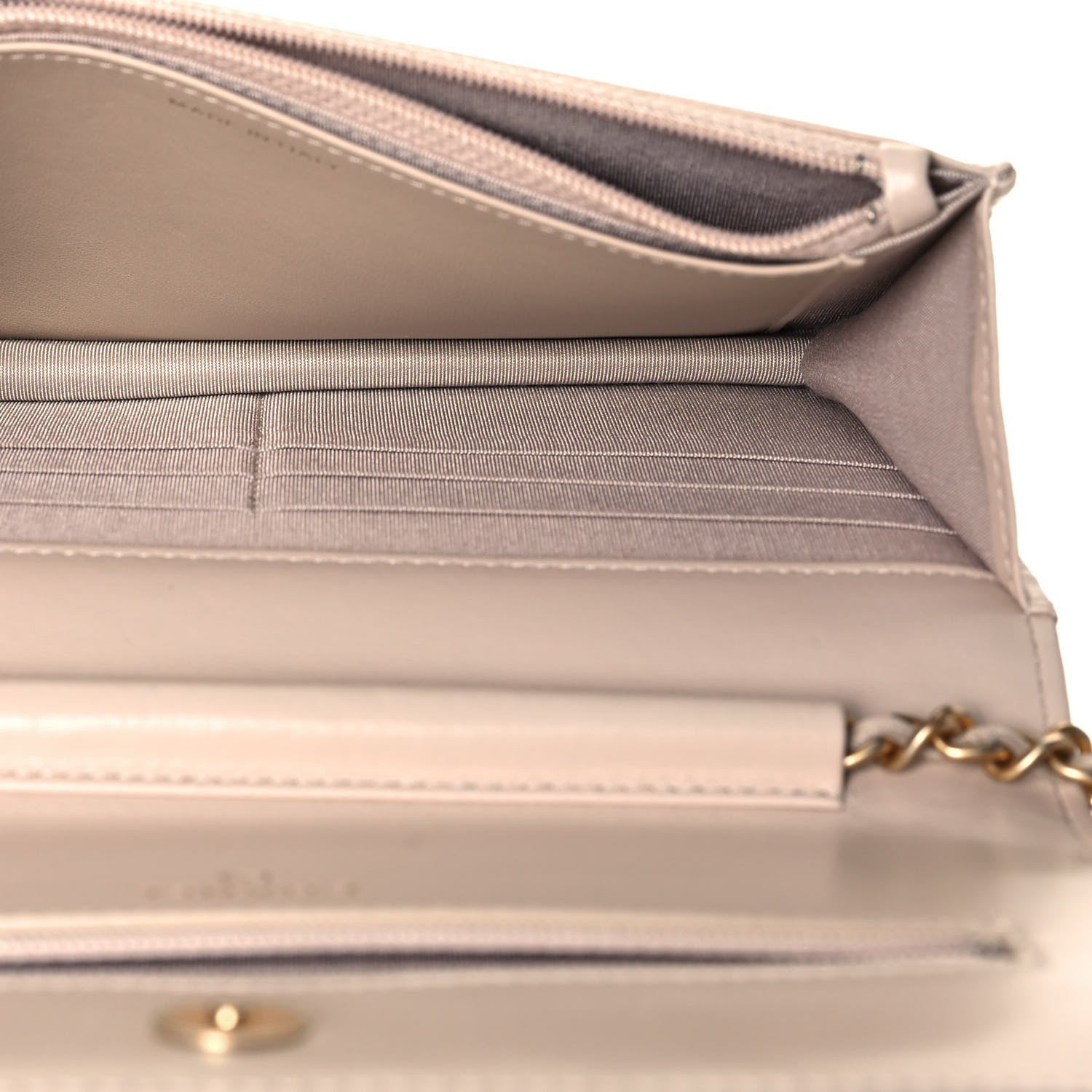 Chanel Lambskin Quilted Chain Around Wallet On Chain WOC Beige 5 of 13