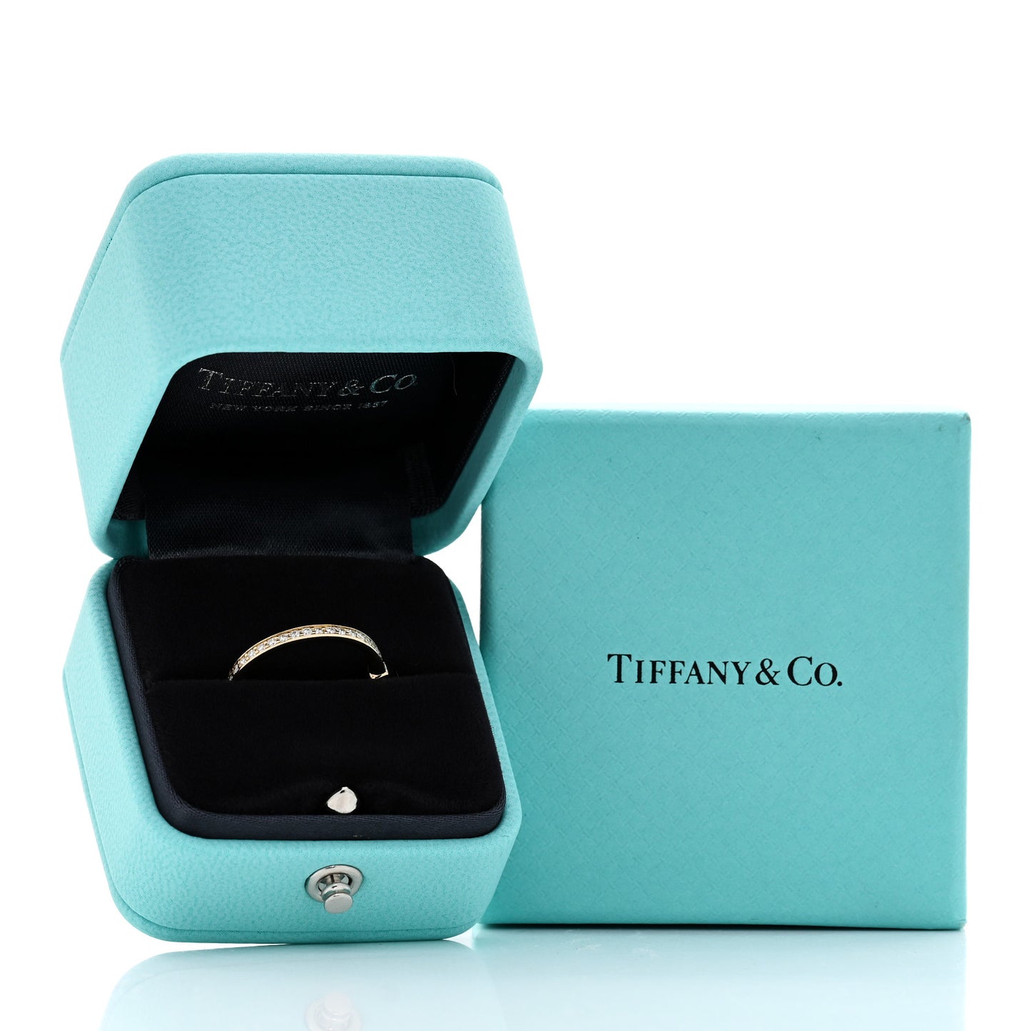 18K Yellow Gold Diamond Lock Ring 53 6.5