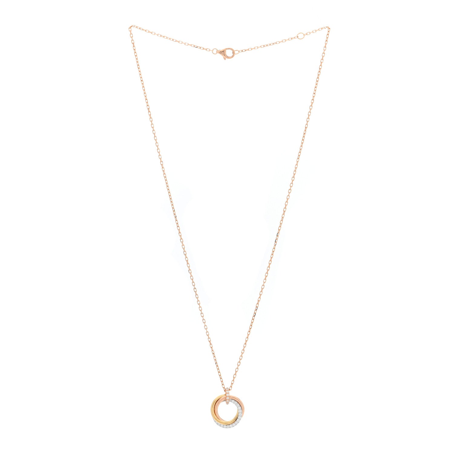 Cartier 18K Pink White Yellow Gold Diamond Small Trinity Half Paved Pendant Necklace 3 of 5
