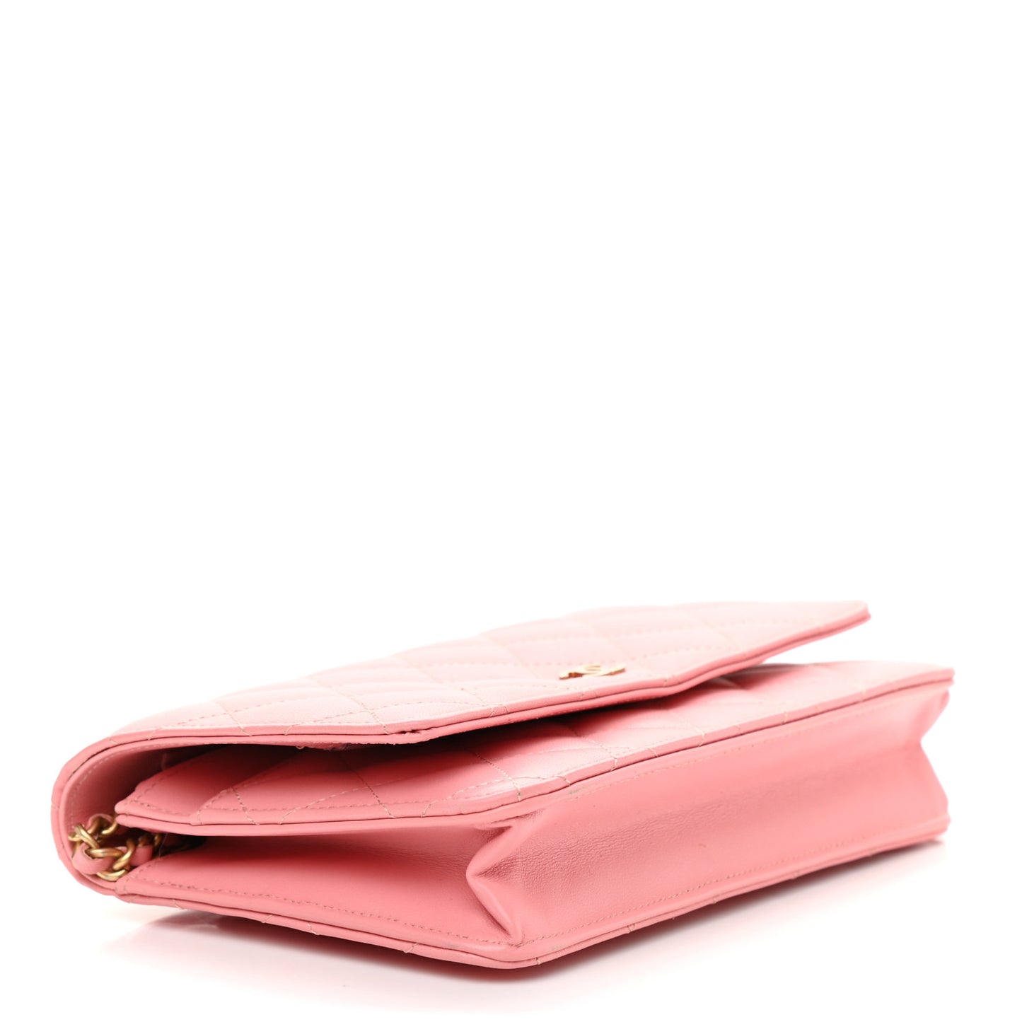 Lambskin Quilted Wallet On Chain WOC Pink