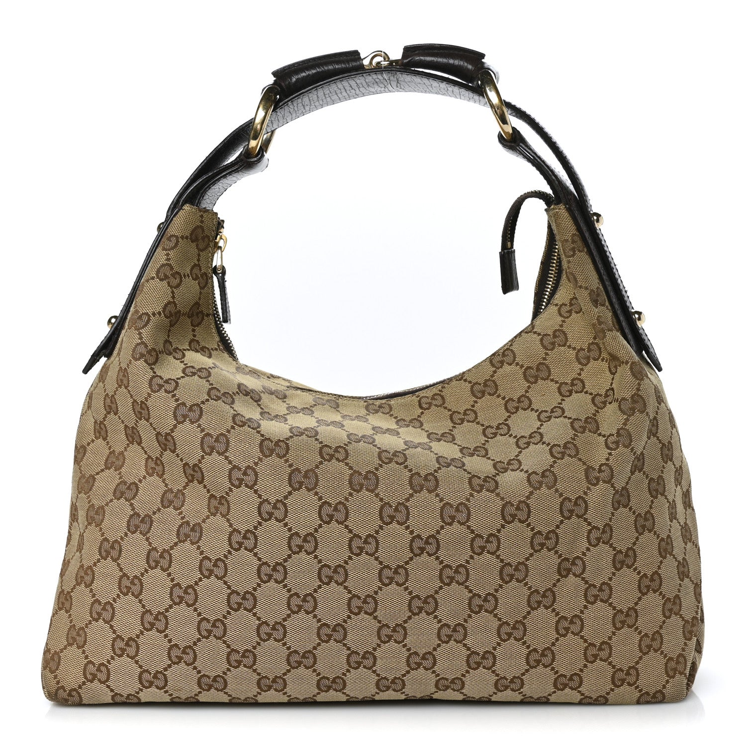 Gucci Monogram Medium Horsebit Chain Hobo Dark Brown 1 of 9