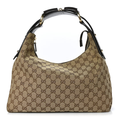 Gucci Monogram Medium Horsebit Chain Hobo Dark Brown 1 of 9