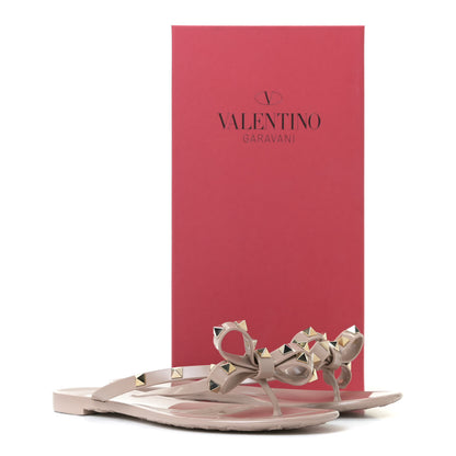 Valentino Garavani PVC Jelly Rockstud Bow Thong Sandals 38 Poudre 13 of 13