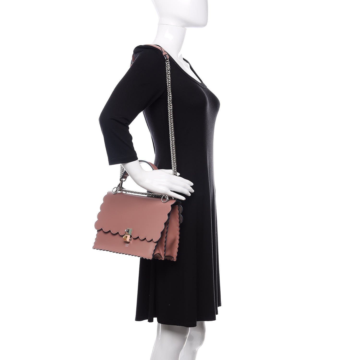 Fendi Vitello Liberty Scalloped Studded Kan I Shoulder Bag English Rose 2 of 11