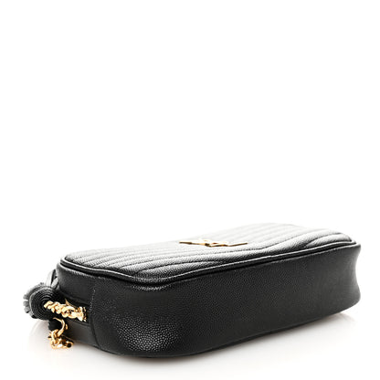 Saint Laurent Grain De Poudre Matelasse Monogram Mini Lou Camera Bag Black 4 of 10