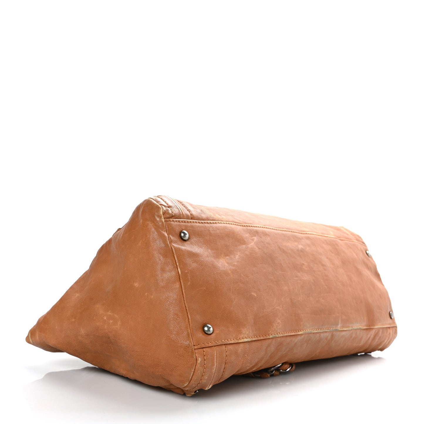 Calfskin Large East West Modern Chain Tote Dark Beige