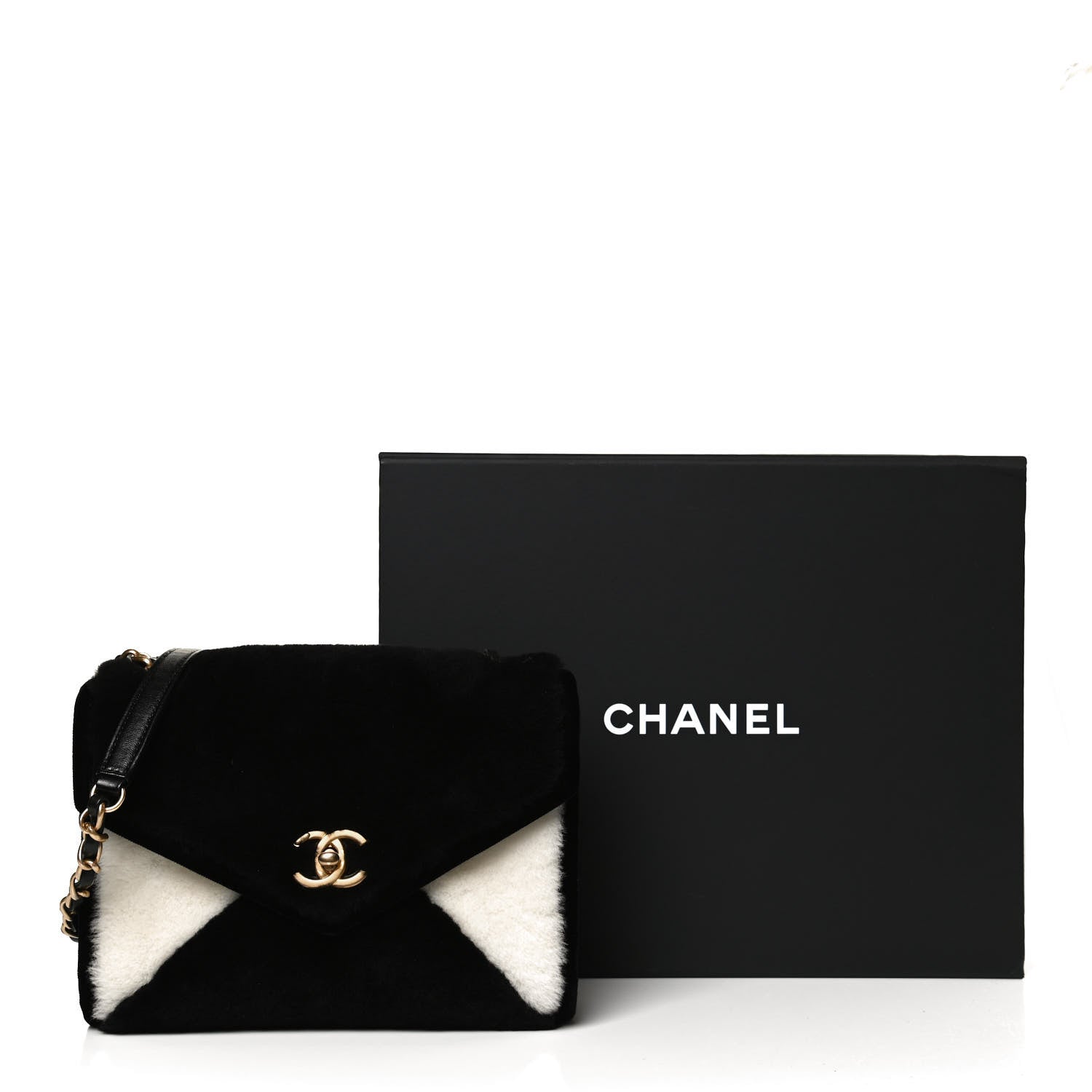 Chanel Shearling Checkered Flap Bag Black White 11 of 11