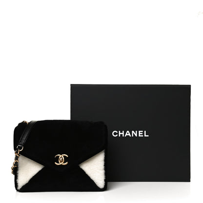 Chanel Shearling Checkered Flap Bag Black White 11 of 11
