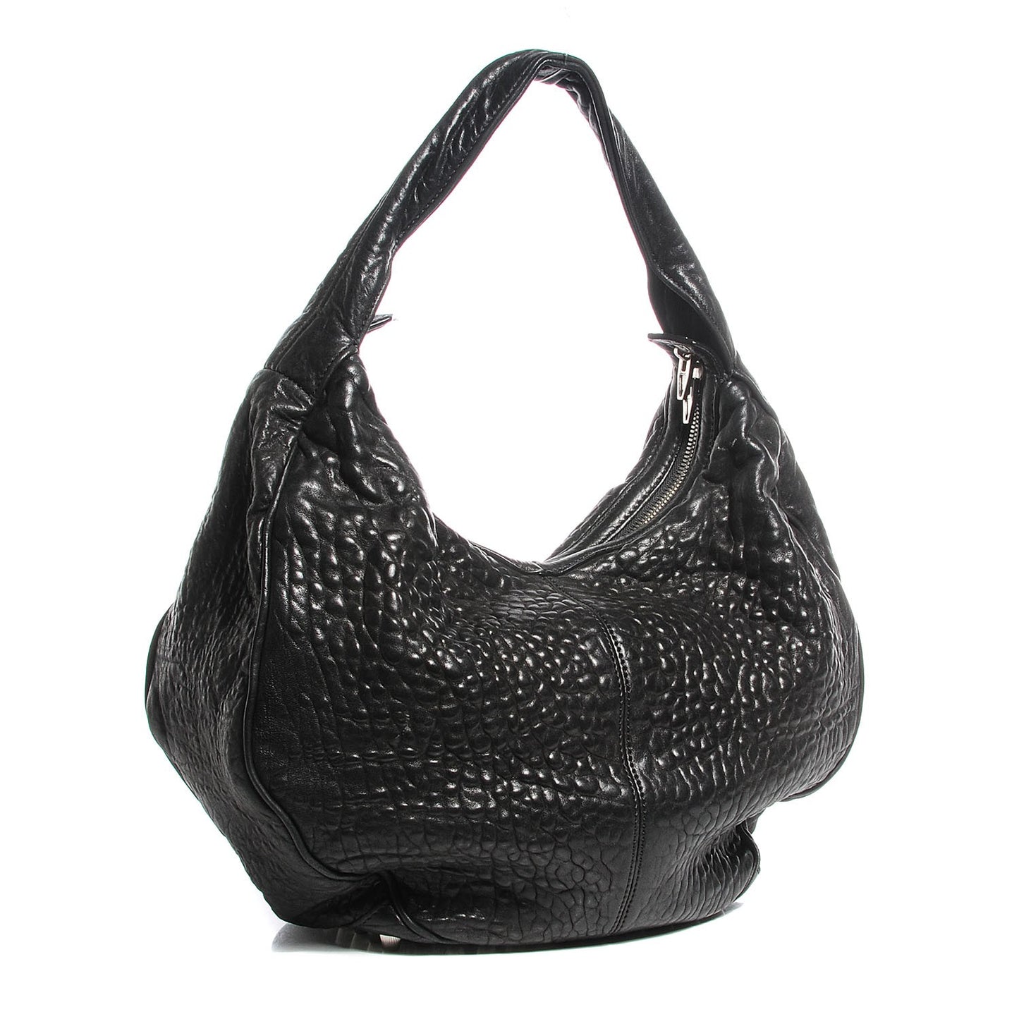 Pebbled Lambskin Morgan Hobo Black Silver Hardware