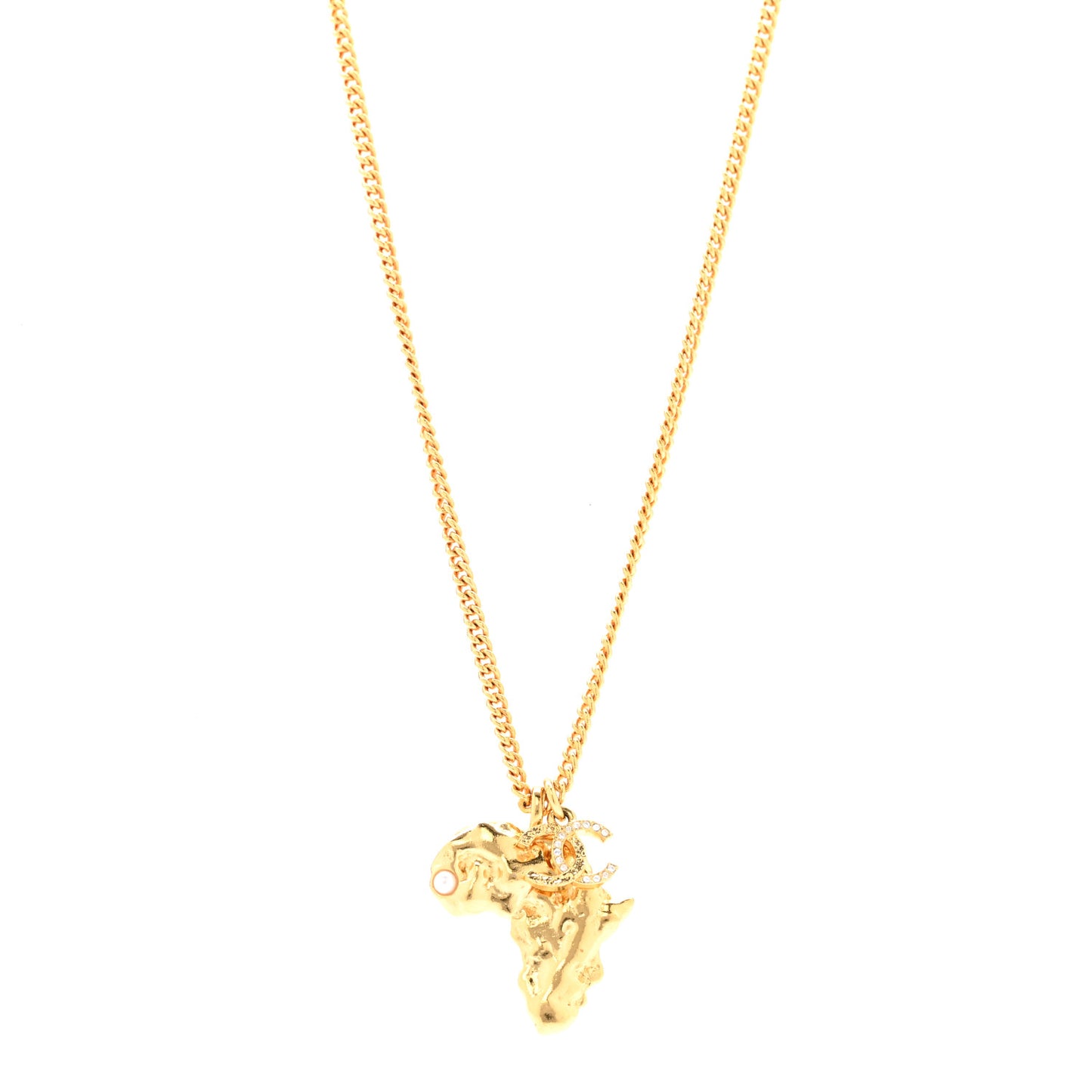 Crystal Pearl CC Africa Pendant Necklace Gold White