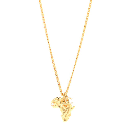 Chanel Crystal Pearl CC Africa Pendant Necklace Gold White 1 of 5