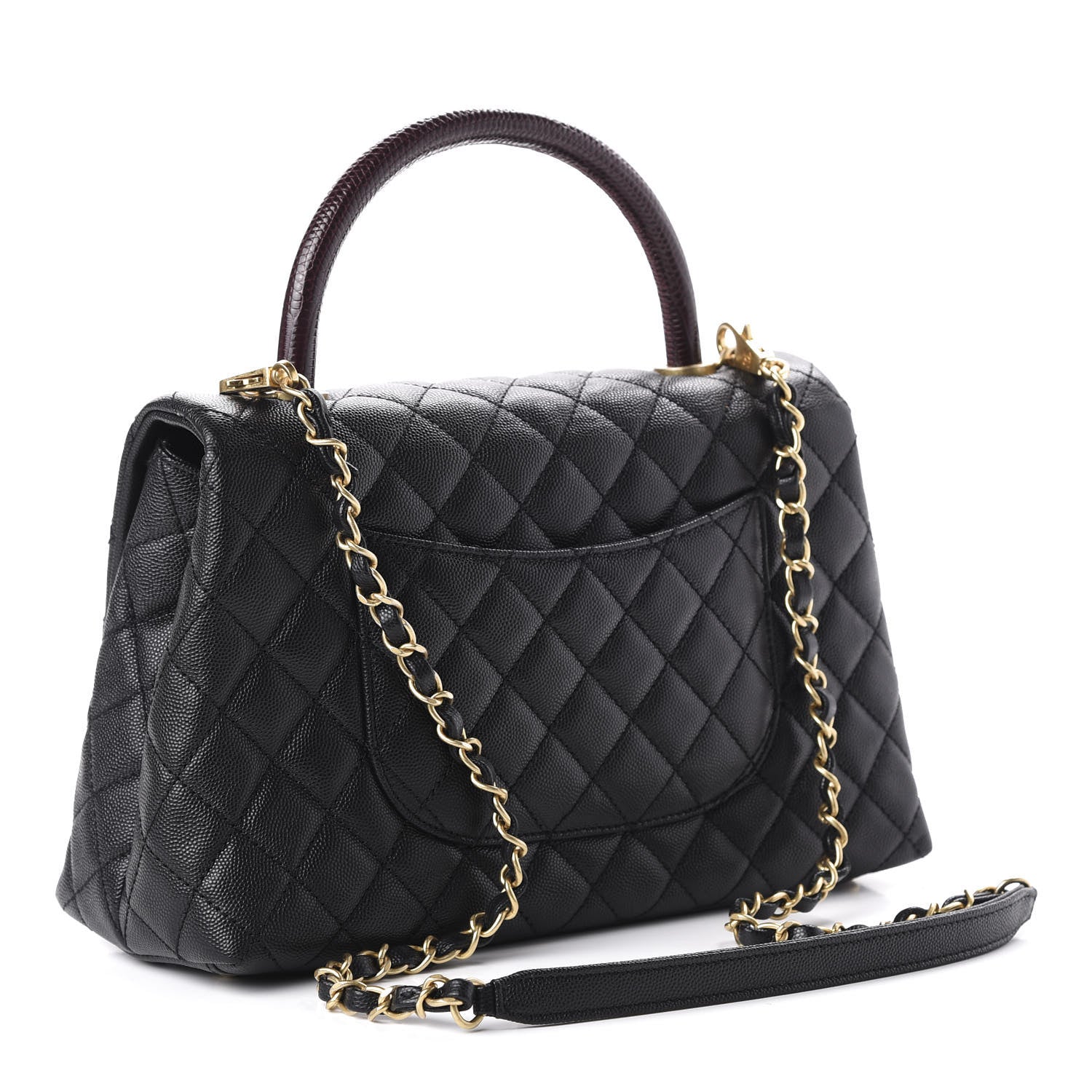 Chanel Caviar Lizard Embossed Quilted Small Coco Handle Flap Black 3 of 11