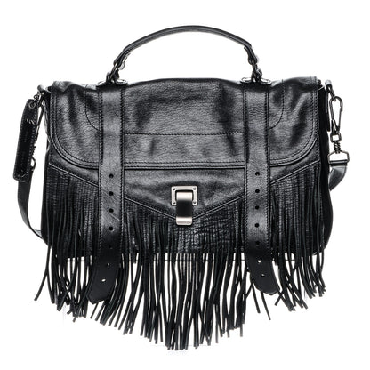 Proenza Schouler Lambskin Fringe Medium PS1 Satchel Black 1 of 7