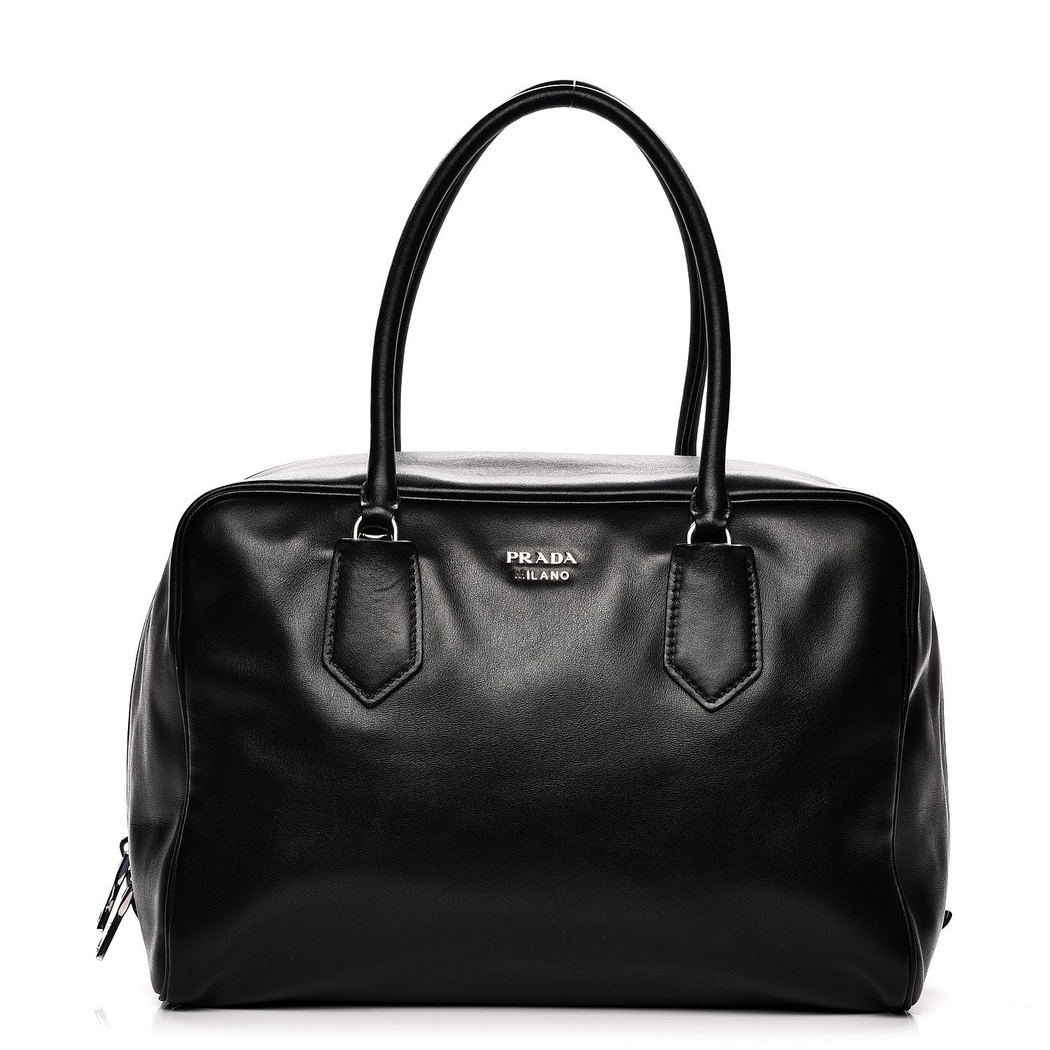 Prada Soft Calf Large Inside Satchel Black Turquoise 1 of 7
