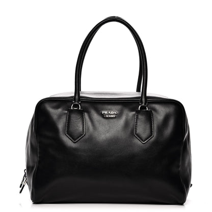 Prada Soft Calf Large Inside Satchel Black Turquoise 1 of 7