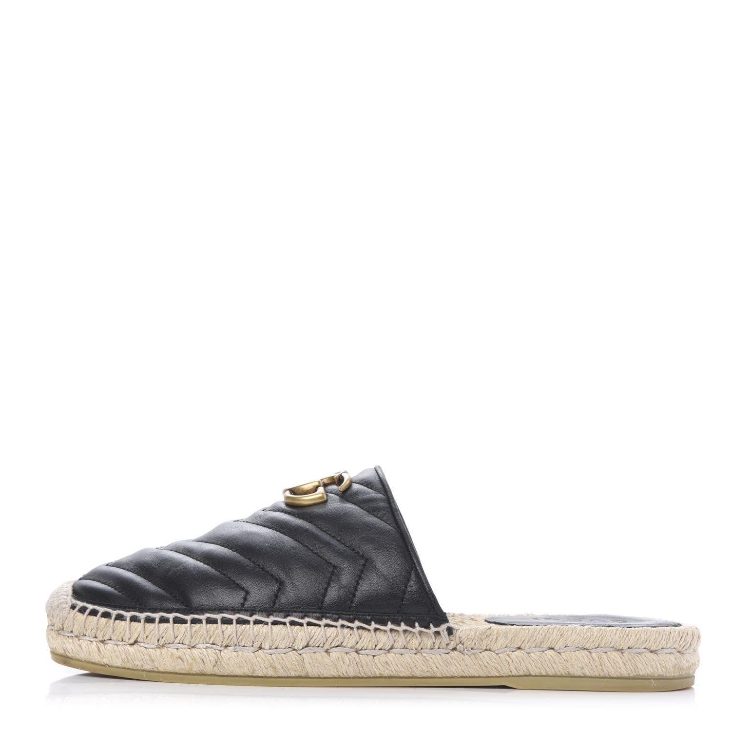 Gucci Nappa Matelasse GG Marmont Espadrille Slippers 37 Black 1 of 10