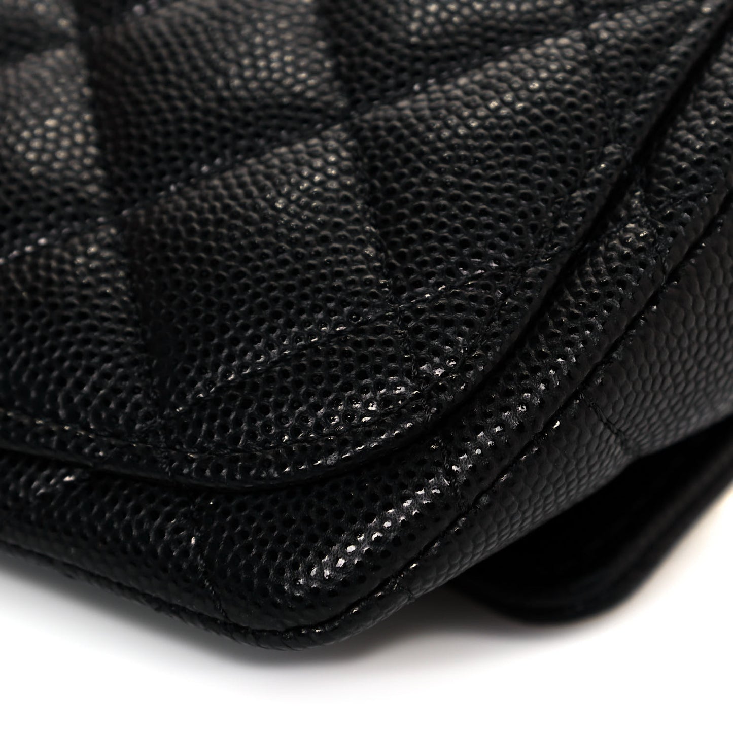 Caviar Quilted Glasses Case With Chain Black