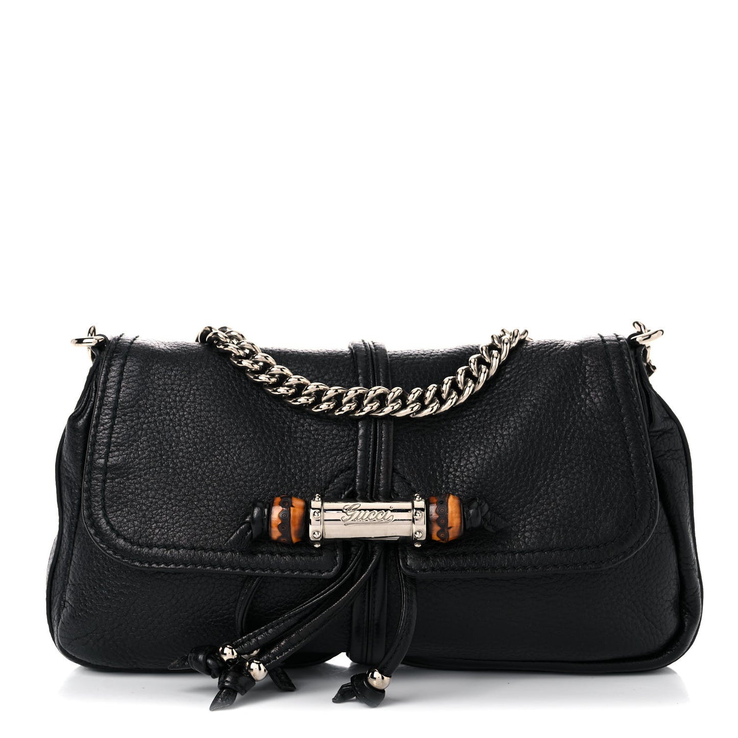 Calfskin Bamboo Croisette Evening Bag Black
