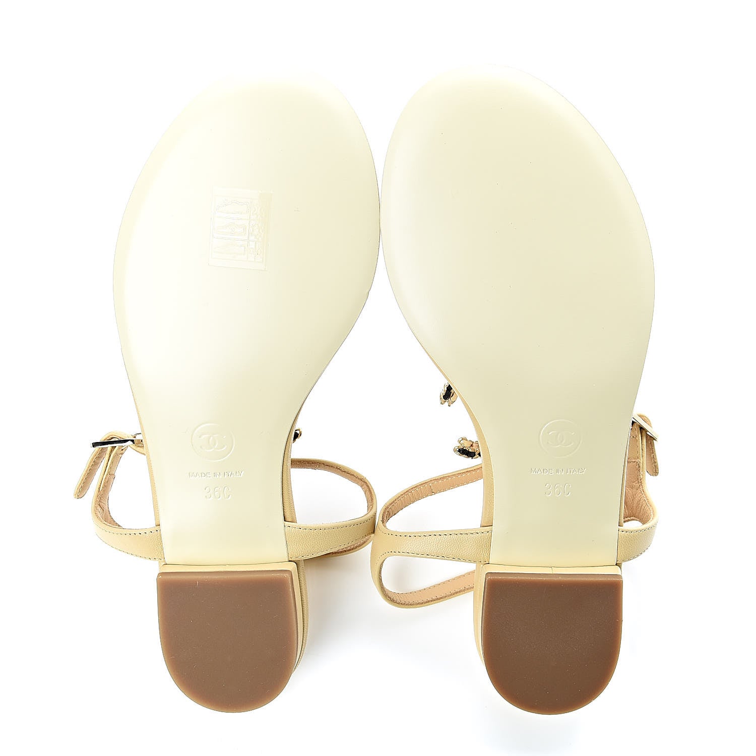 Chanel Lambskin Chain CC Logo Thong Sandals 36 Beige 7 of 7
