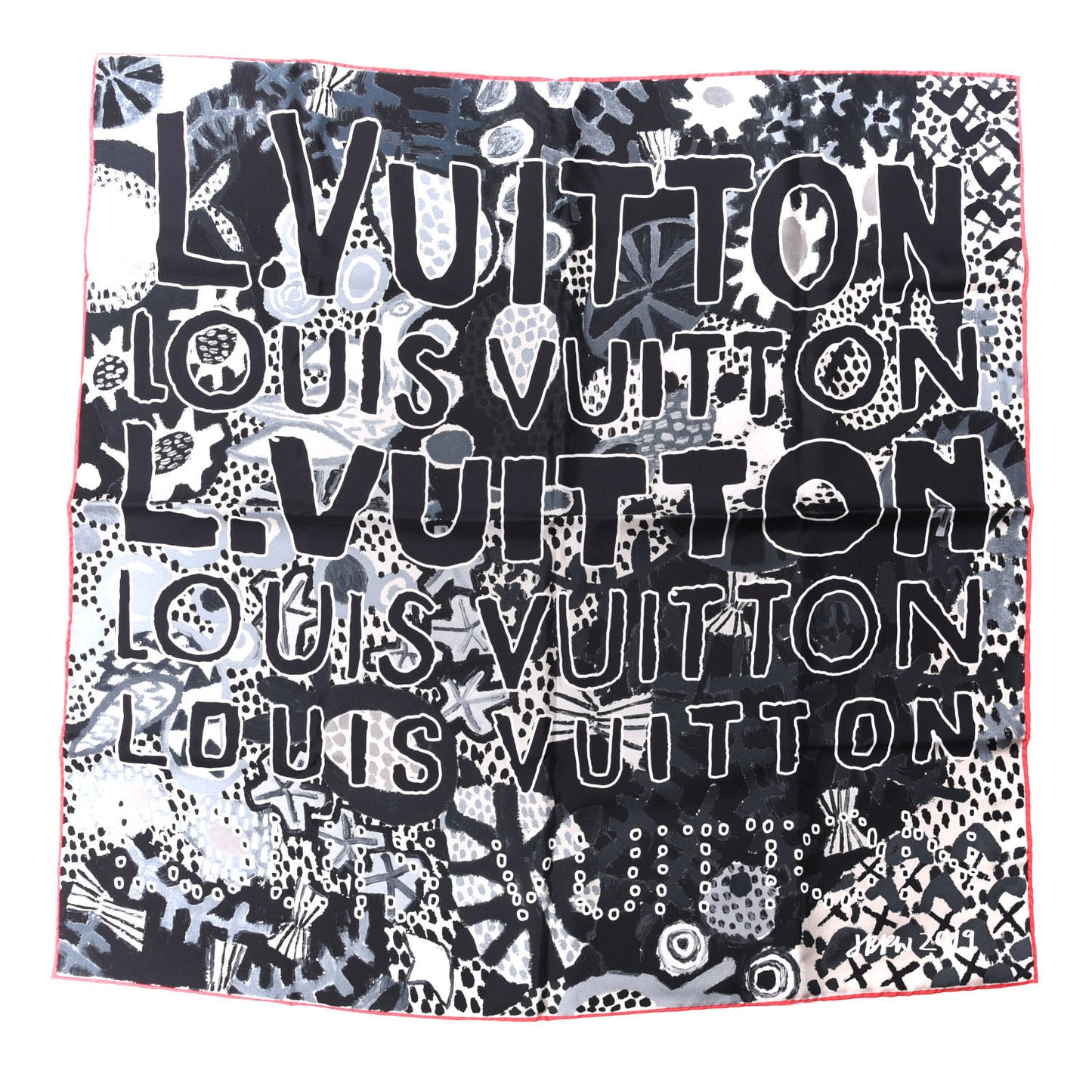 Jonas Wood Silk Graphic Square Scarf Black