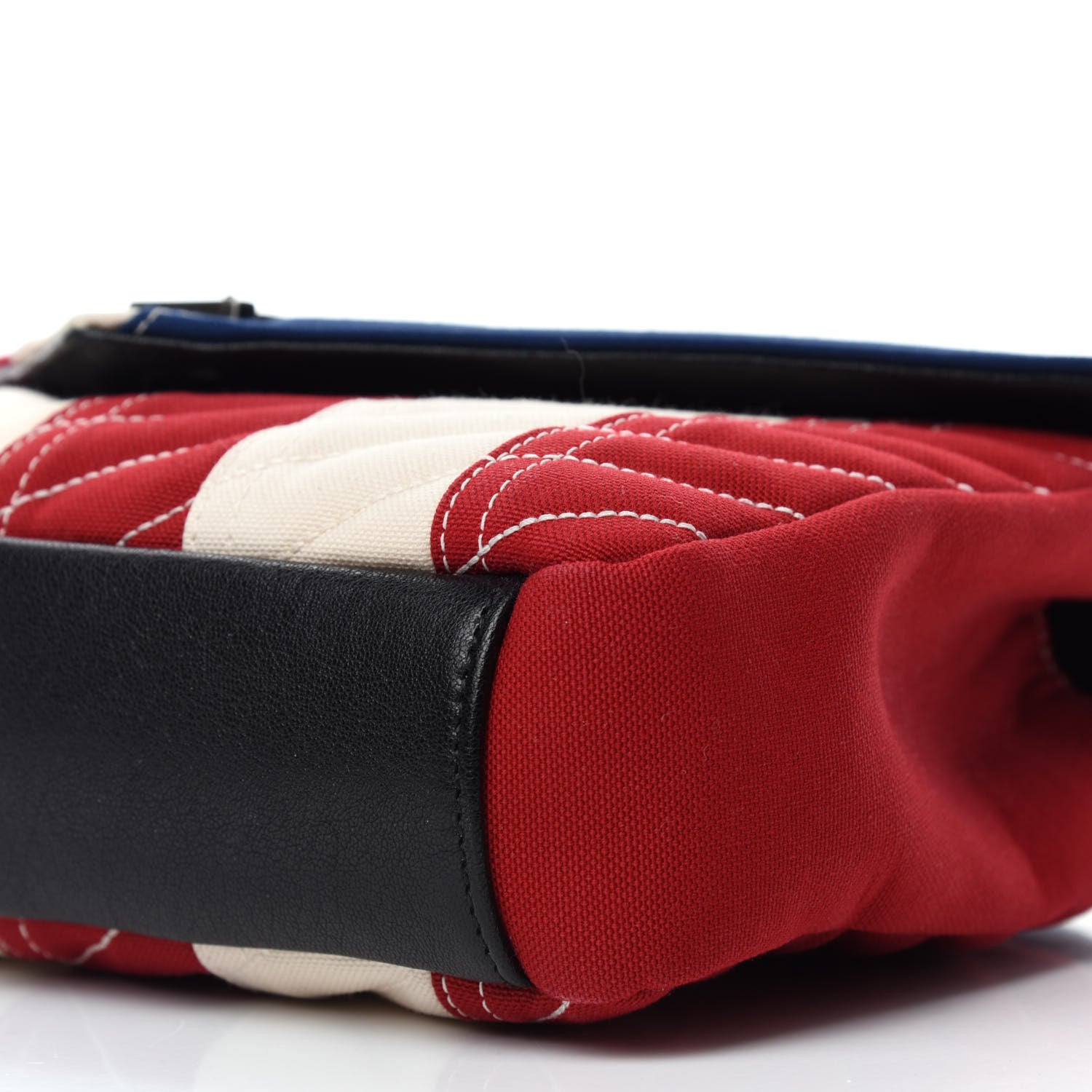 Saint Laurent Canvas Matelasse Chevron American Flag Monogram Medium College Bag Red Blue 11 of 11
