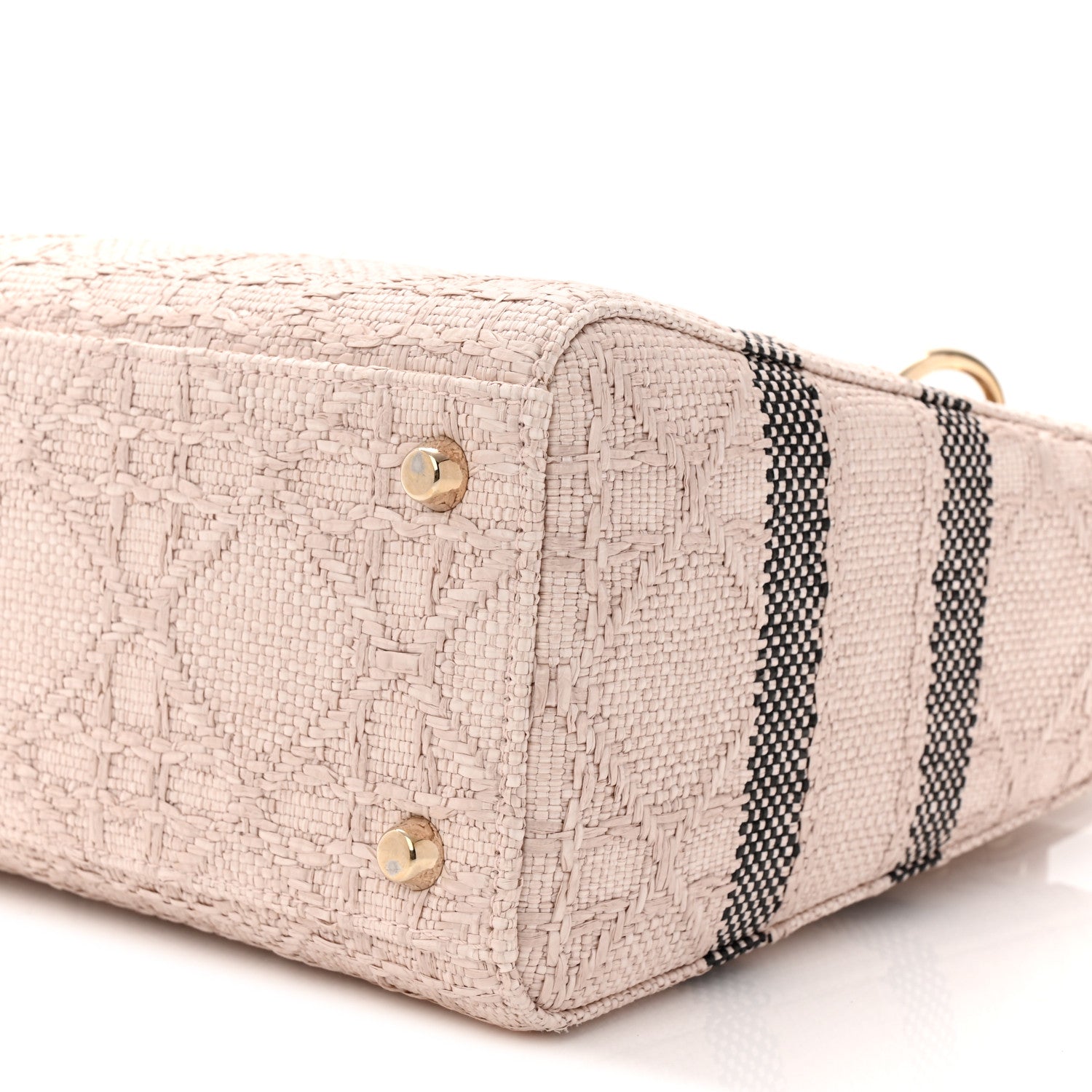 Christian Dior Raffia Woven Cannage Embroidered Medium Lady D-Lite