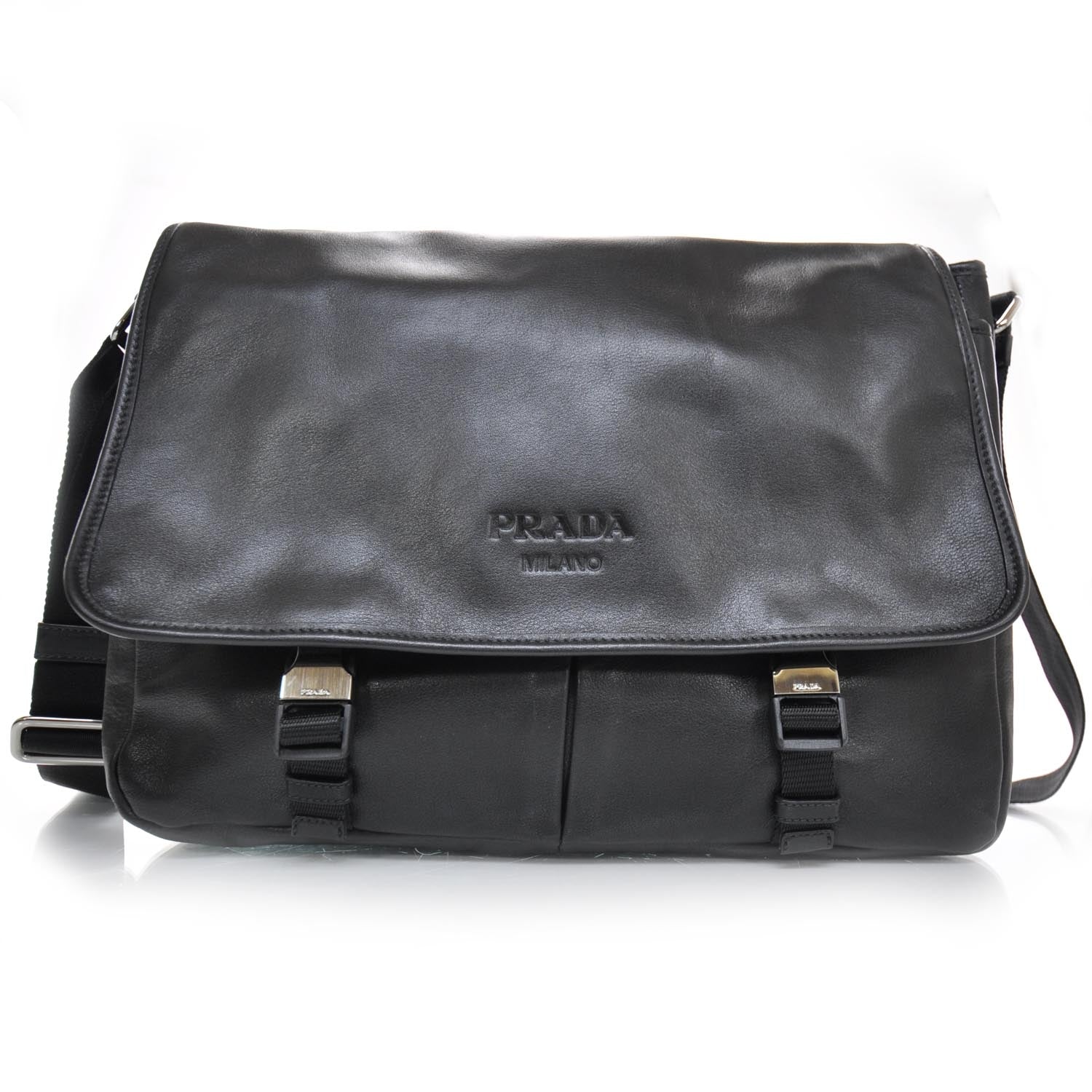 Prada Soft Leather Messenger Bag Nero Black 1 of 10