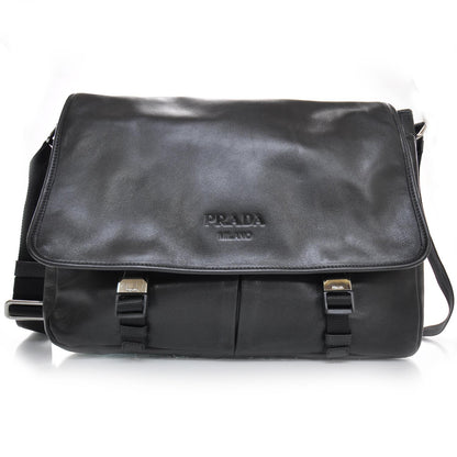 Prada Soft Leather Messenger Bag Nero Black 1 of 10