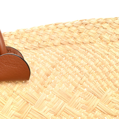 Loewe Calfskin Raffia Paulas Ibiza Large Anagram Basket Tote Bag Natural Tan 7 of 10