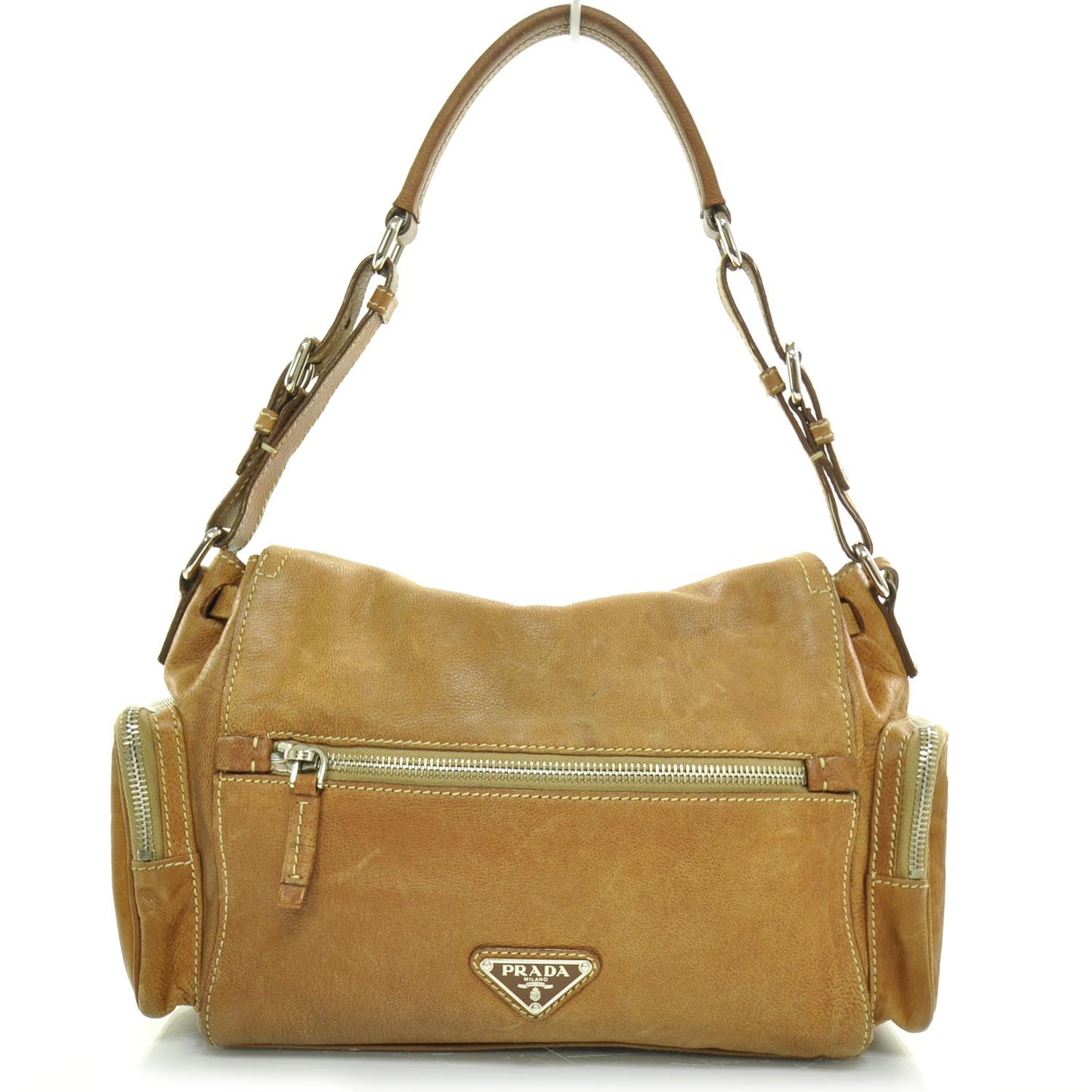 Leather Pushlock Flap Shoulder Bag