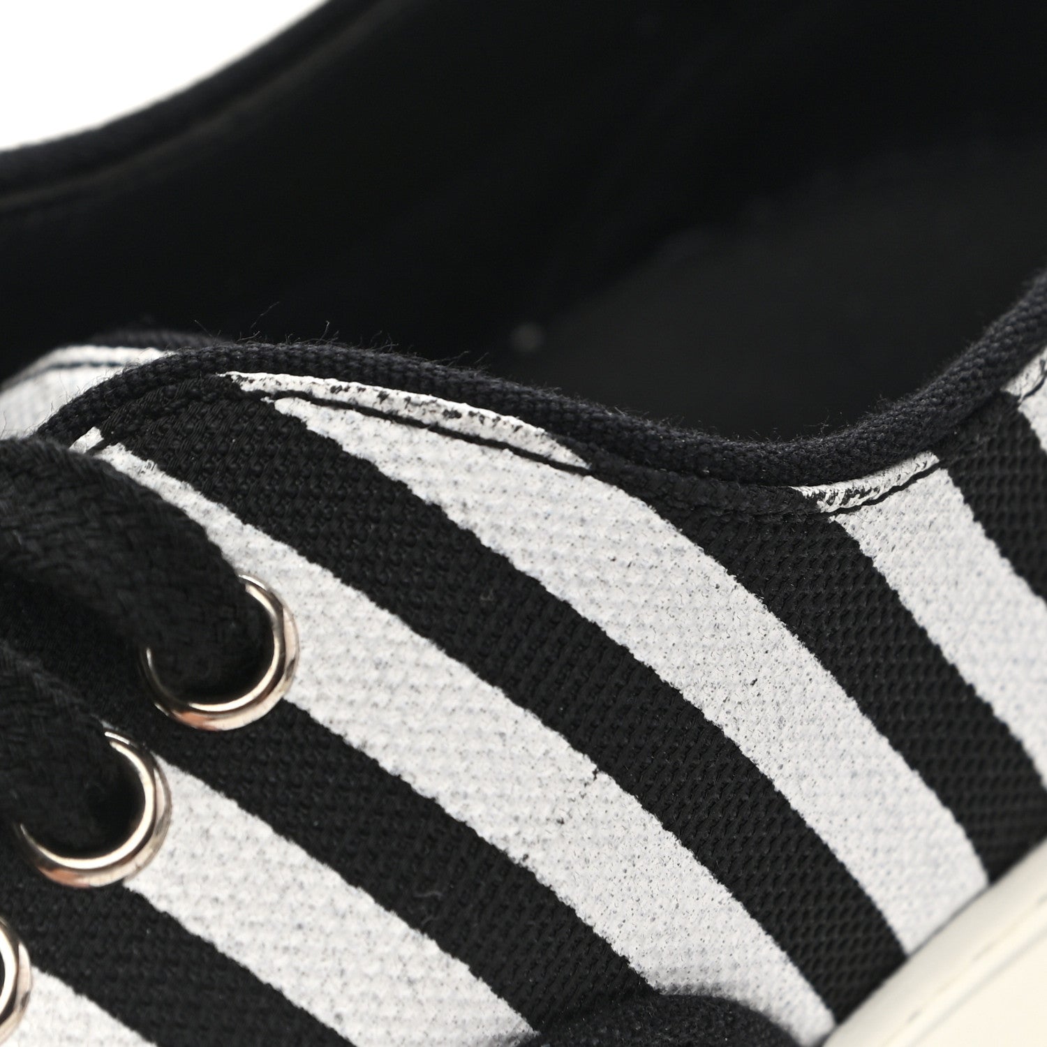 Saint Laurent Canvas Striped Venice Low Top Sneakers 36.5 Black White 9 of 12
