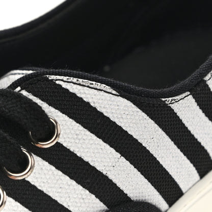 Saint Laurent Canvas Striped Venice Low Top Sneakers 36.5 Black White 9 of 12