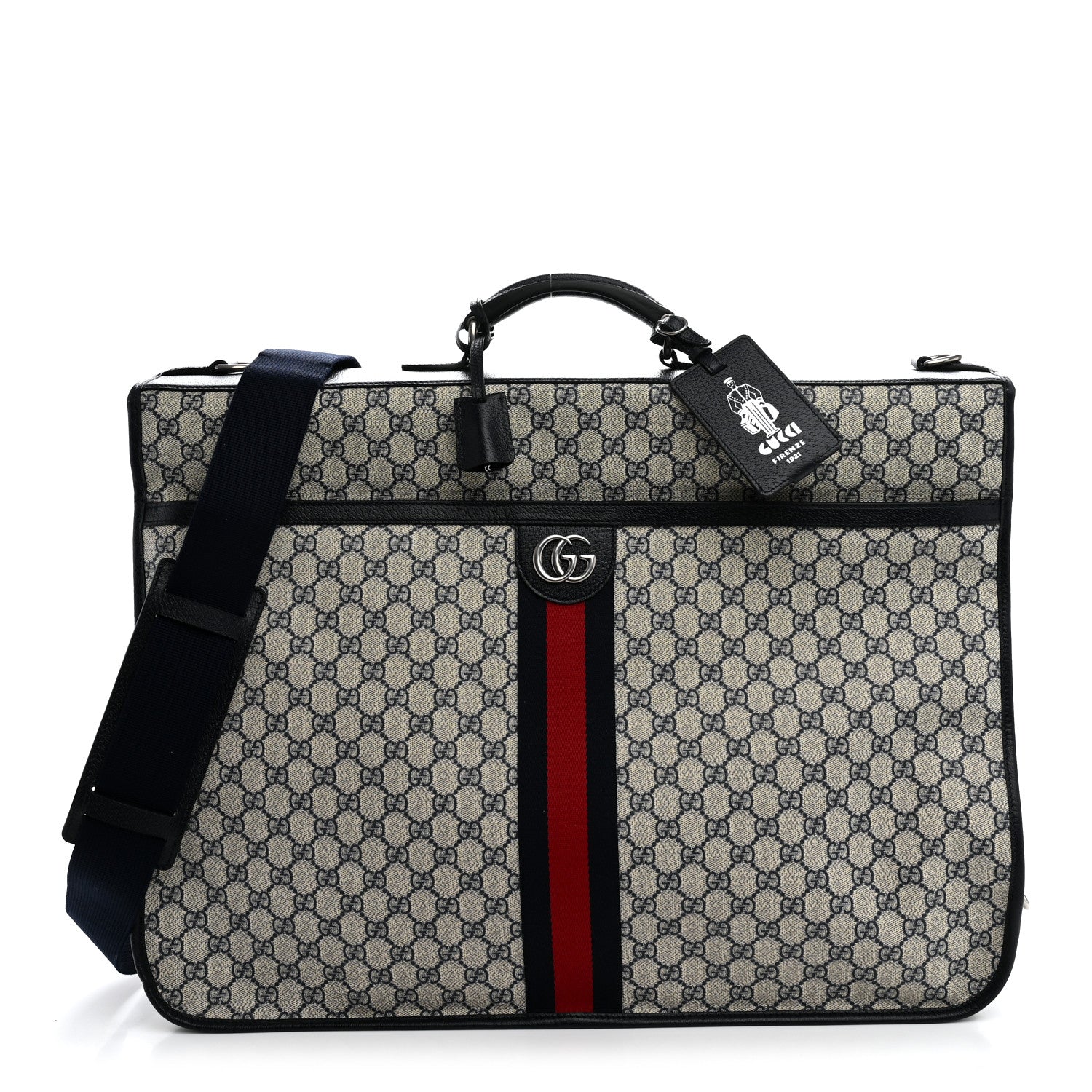 Gucci GG Supreme Monogram Web Savoy Garment Bag Beige Blue 1 of 10