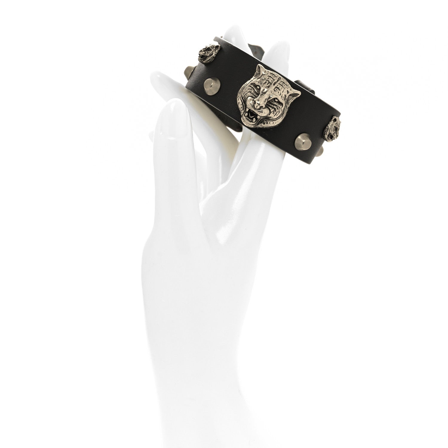 Gucci Calfskin Feline Heads Bracelet Black 2 of 5