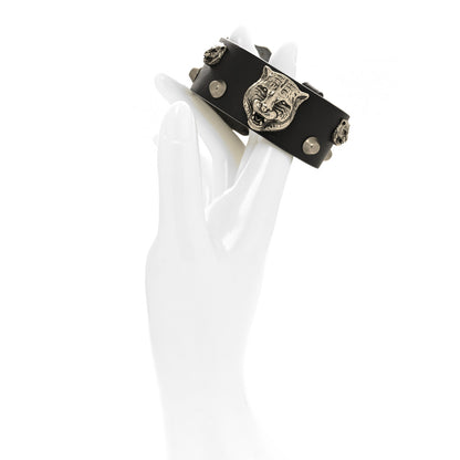 Gucci Calfskin Feline Heads Bracelet Black 2 of 5