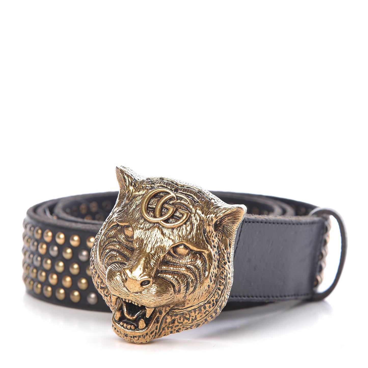 Calfskin Studded Feline Belt 100 40 Black