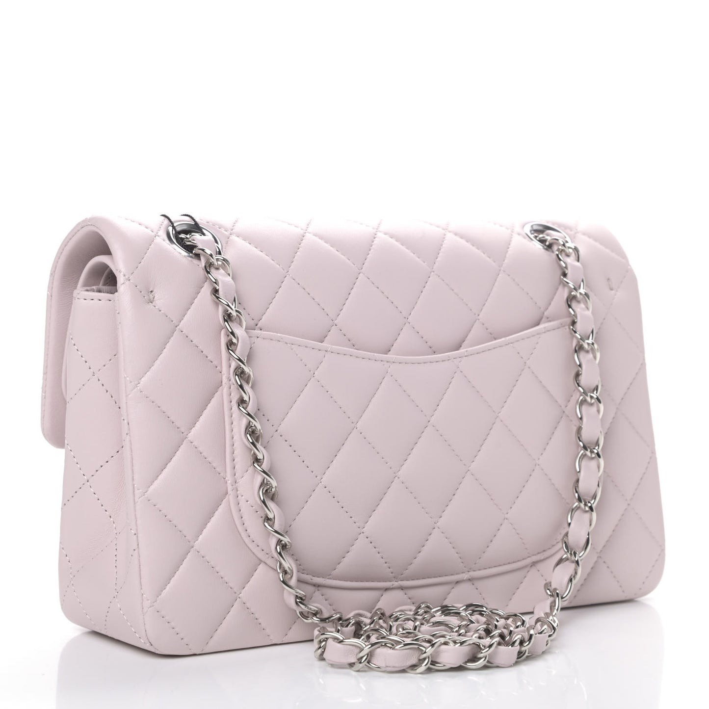 Lambskin Quilted Small Double Flap Light Purple